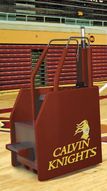 Freestanding Volleyball System with Built In Ref Stand - Side shown includes fold-up referee stand