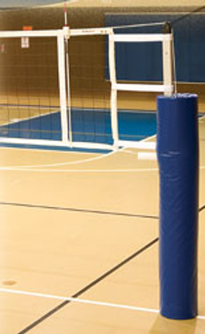 IAS-3.5 International 3.5" Aluminum Volleyball System With Pads - Top section of pole is square adding stiffness while the bottom section of pole is round for ease of use