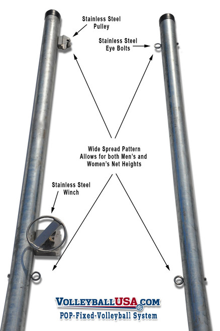 POP-FXD: Permanent Fixed Volleyball Poles - Outdoor Volleyball Poles a